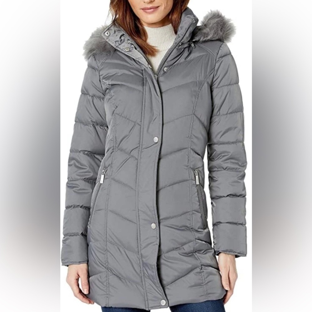 NWT Kenneth Cole Reaction Women's Gray Puffer Jacket Coat size XS